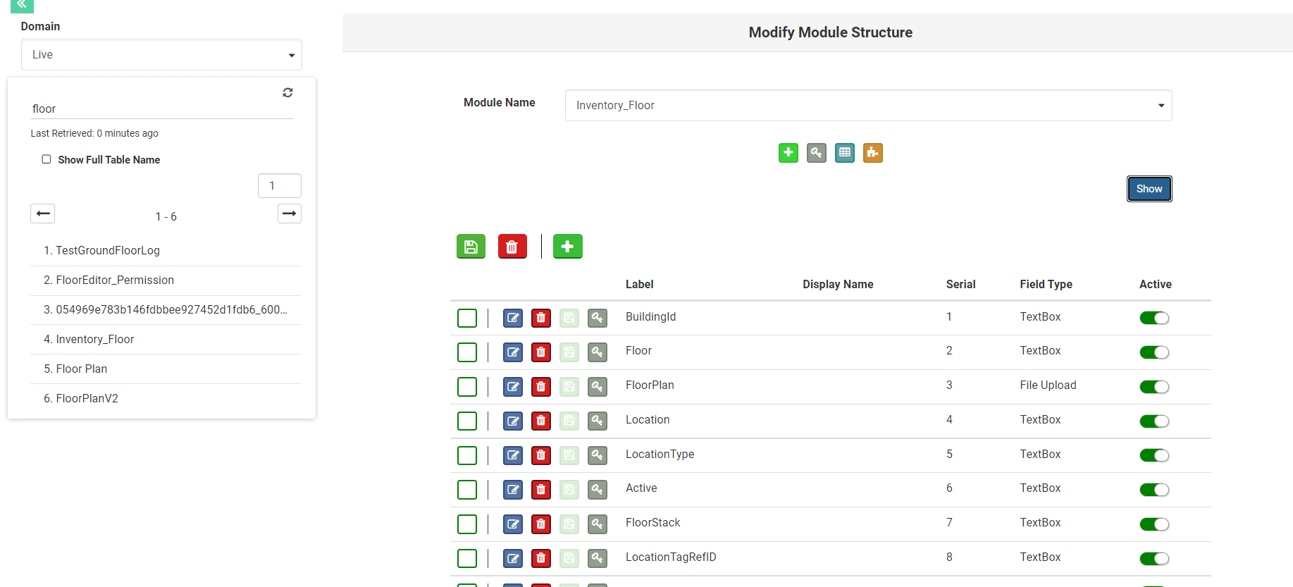 Storage UI - Table Structure