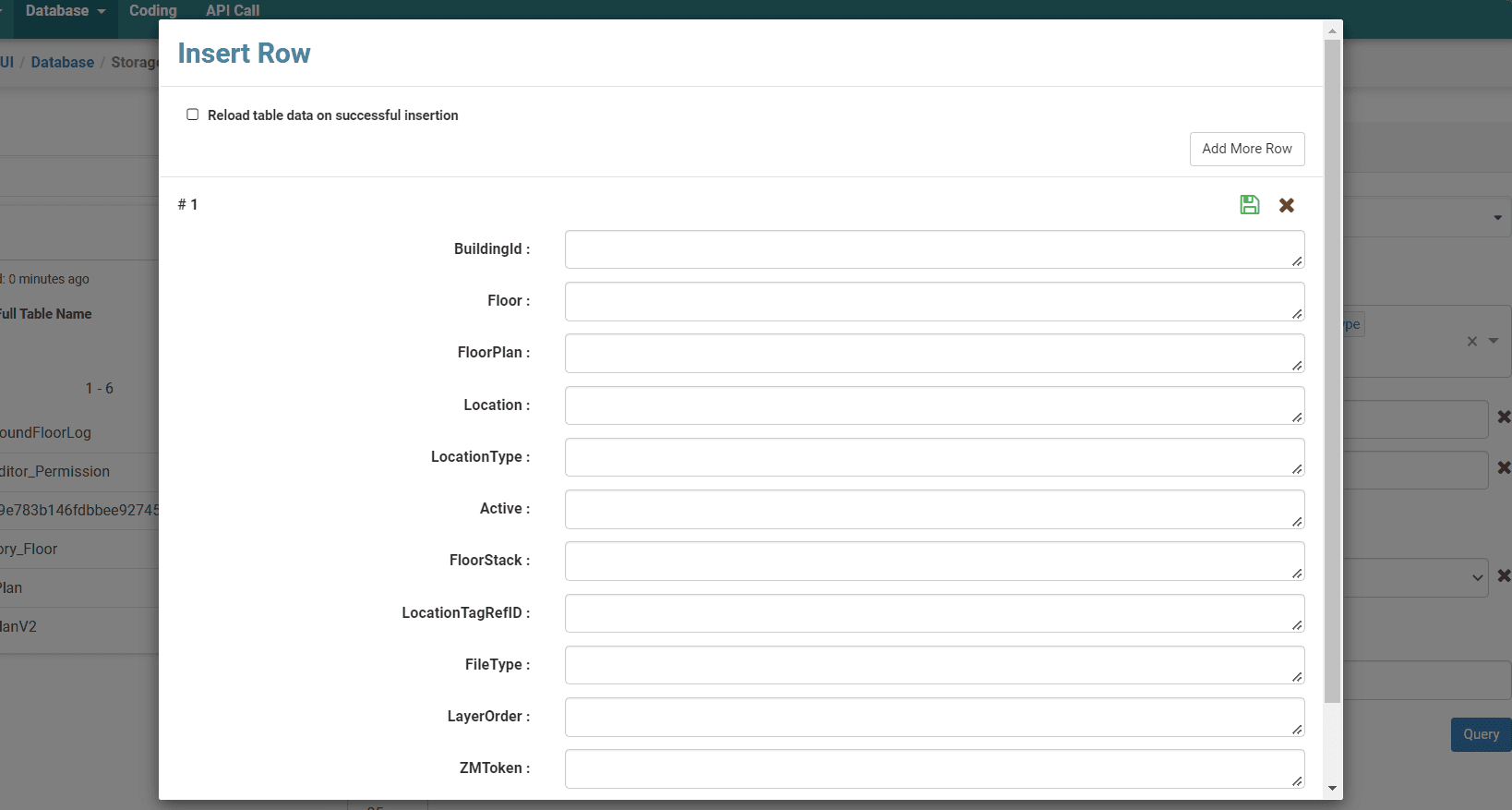 Storage UI - Insert Row